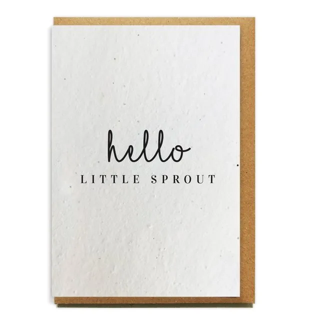 Hello Little Sprout (New Baby) greeting card bloom seed paper pack of 10