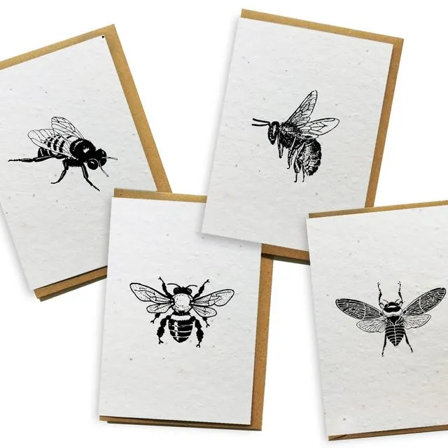 Card 4-Pack - Bees greeting card bloom seed paper