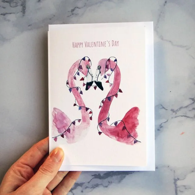 Flamingo Valentines Day Card