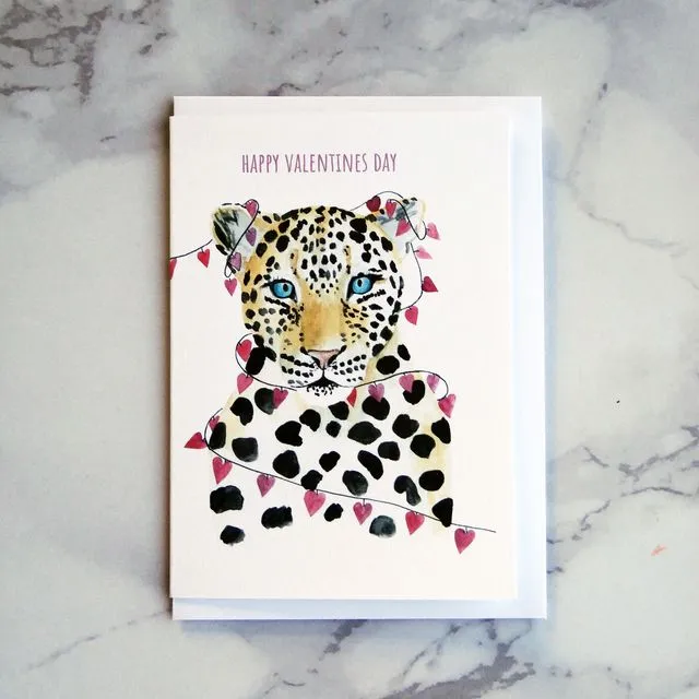 Leopard Hearts Valentines Day Card