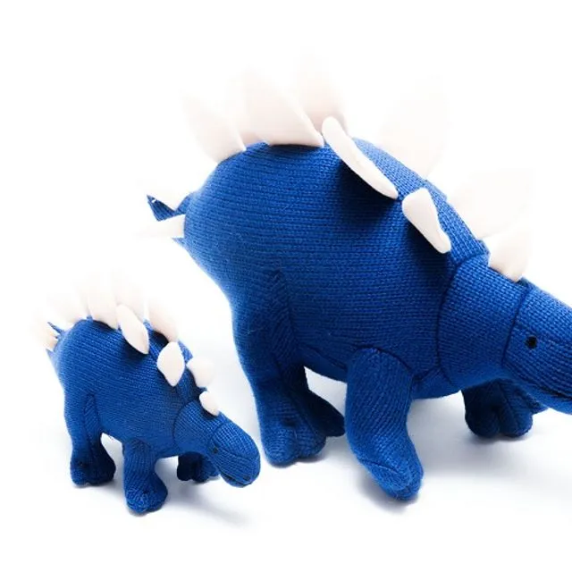 Knitted Stegosaurus Dinosaur Kids Soft Toy Blue