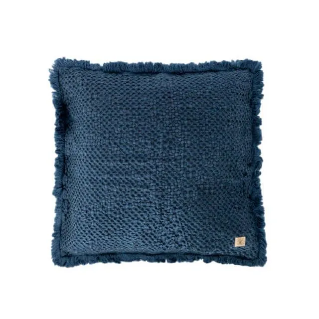 BEDA linen waffle cushion cover, 50 x 50 cm - Blue