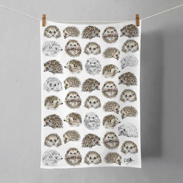 Hedgehogs Cotton Tea Towel | Printed in the UK | Designed by Gemma Keith