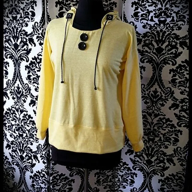 Light yellow hoodie black details - size S/M