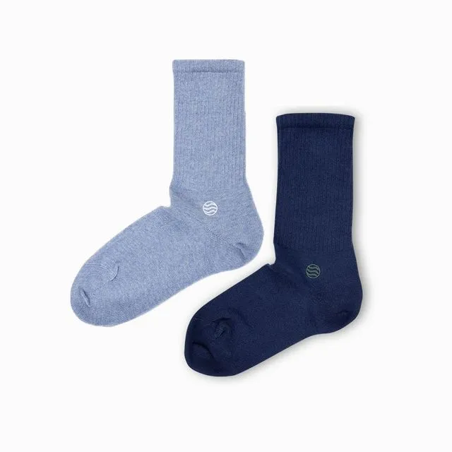 2 pairs of blue retro socks ( light blue and navy)