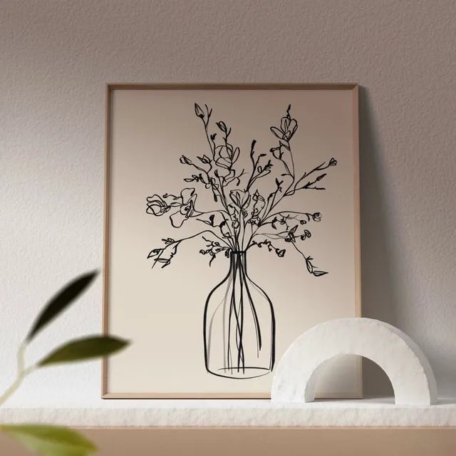 ‘Floral Still Life Black’ - Giclée art print