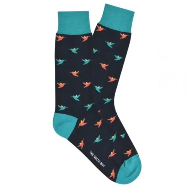 Hummingbird Socks - Dark Blue