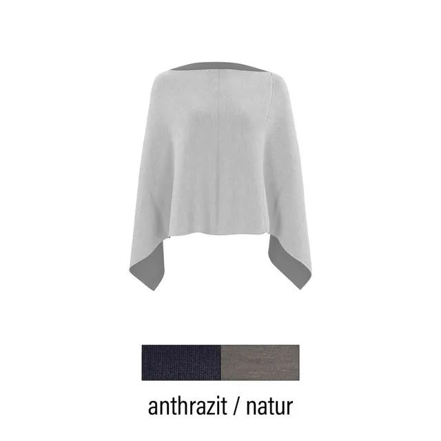 Triangle poncho thick - Anthracite/Natural