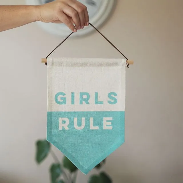 GIRLS RULE PENNANT FLAG