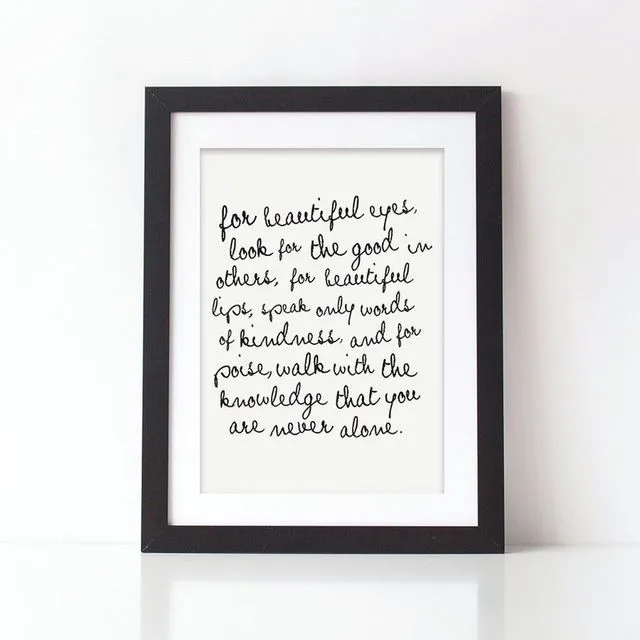 Audrey Hepburn 'For Beautiful eyes' Quote Print