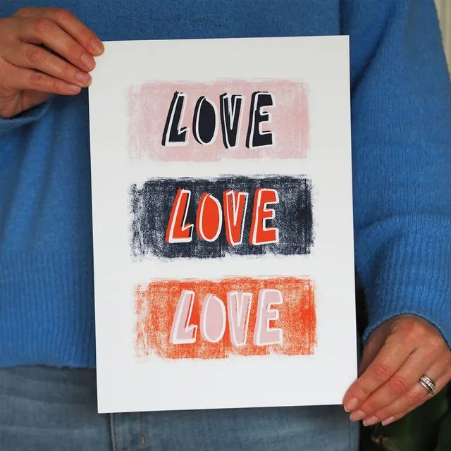 LOVE LOVE LOVE TYPOGRAPHY ART PRINT