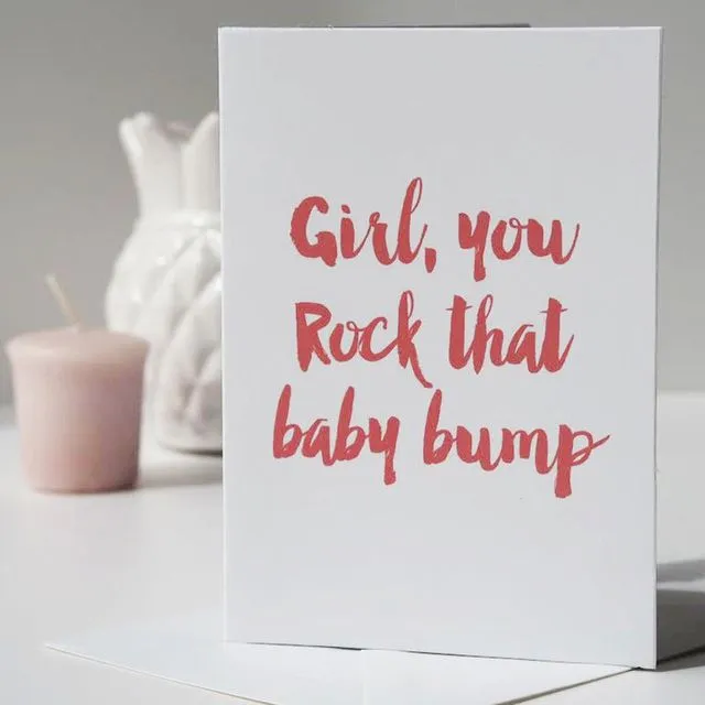 ROCK THAT BABY BUMP CARD - PREGNANCY CONGRATULATIONS CARD - CONGRATULATIONS CARD - MUM TO BE CARD - MOM TO BE CARD - PREGNANCY CARD - PACK OF 5