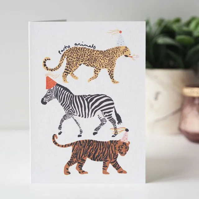 PARTY ANIMALS BIRTHDAY CARD - PACK OF 5