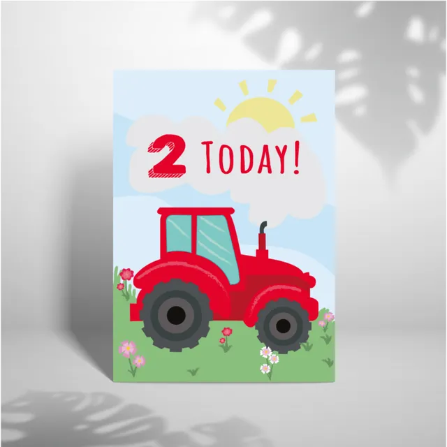 2nd Birthday Tractor - A5 Greeting Card