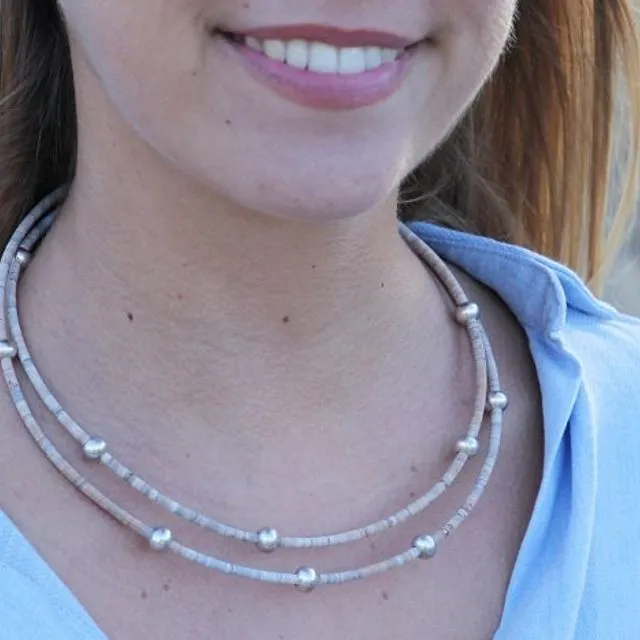 Silver Beads Necklace - Grey Melange
