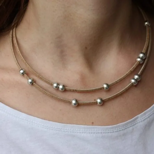 Silver Beads Necklace - Nature