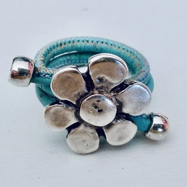 Flower cork ring - Light Blue