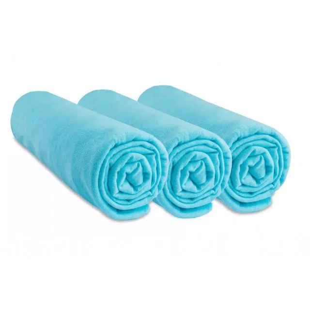 Baby Cotton Jersey Fitted Sheet 70x140 (Set of 3) - Turquoise