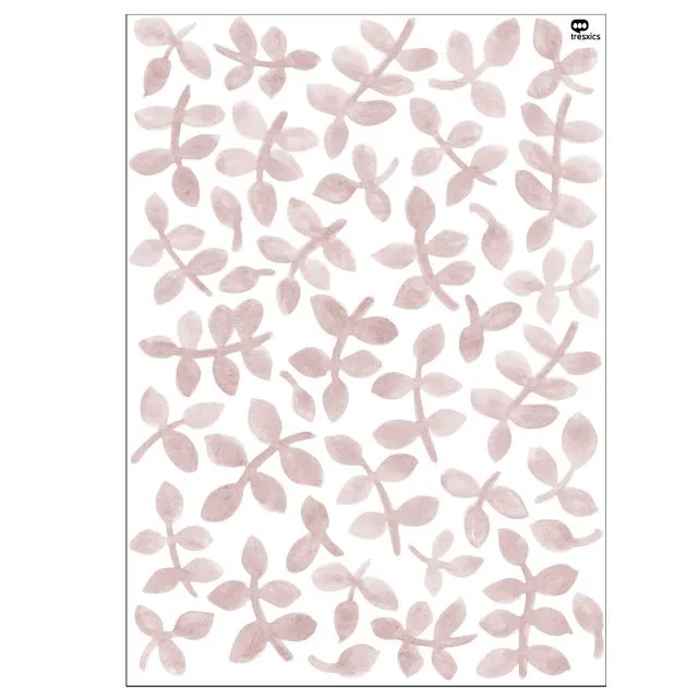 Watercolor leaves sticker Pink