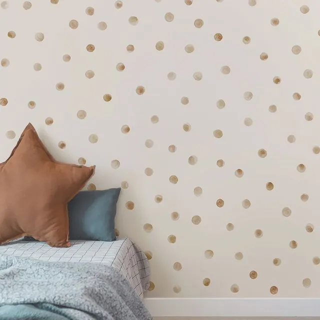 Watercolor dots wall sticker Brown