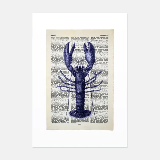 Lobster vintage book page art print