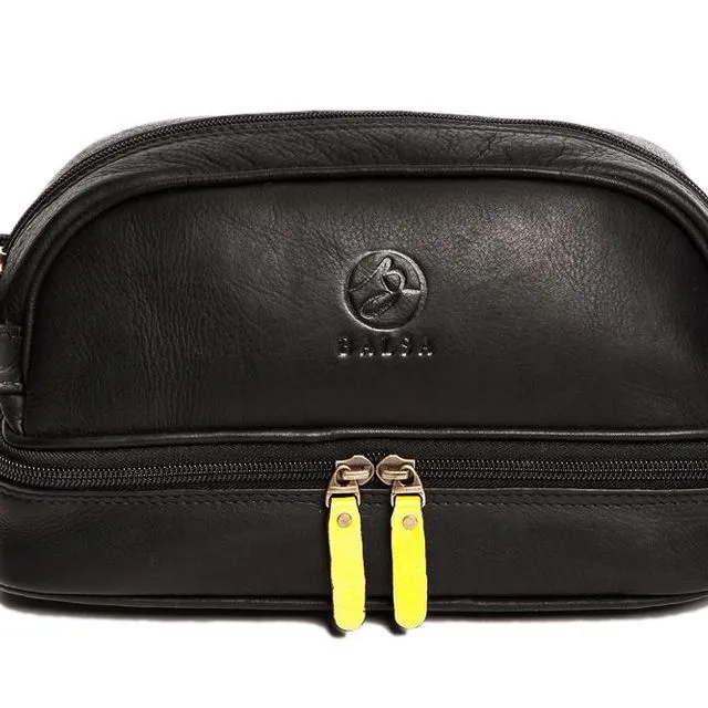 Toiletry bag with compartment - Black yellow