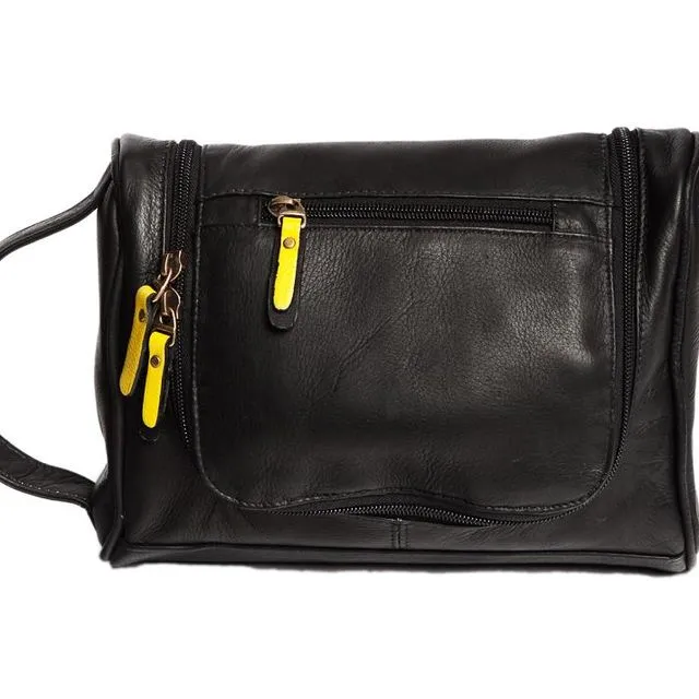 Toiletry bag with hanging hook - Black yellow