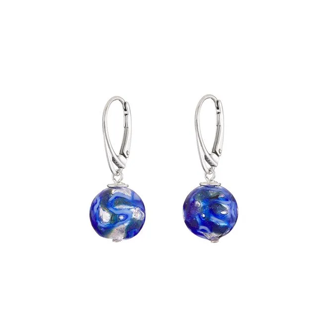 "Ocean" round Murano glass earrings