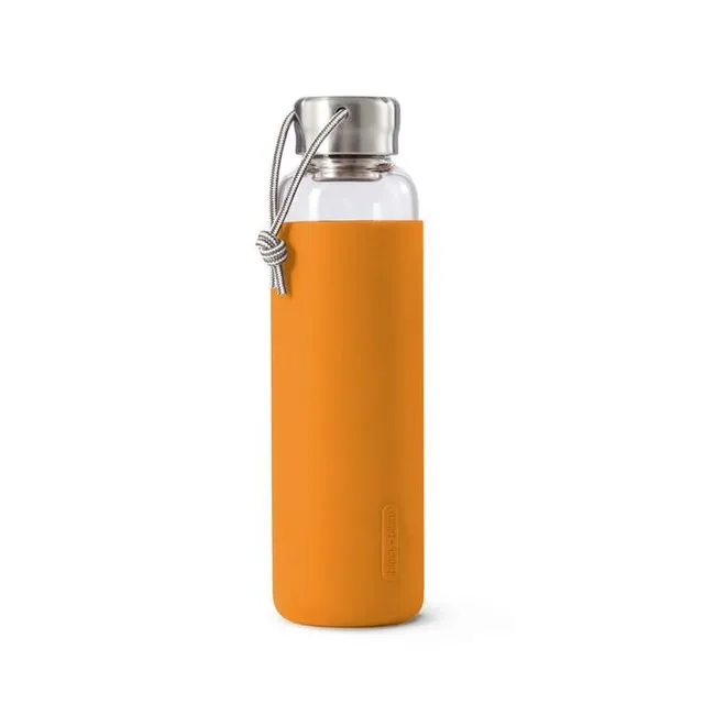 Glass Water Bottle - Leak Proof Glass Water Bottle With Protective Silicone Sleeve 600ml - Orange (Pack of 4)