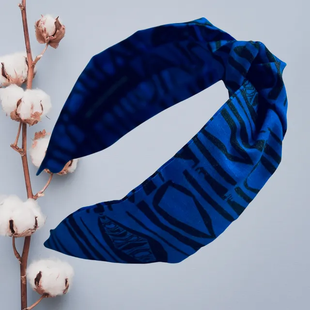 'Courage' blue wide knotted headband