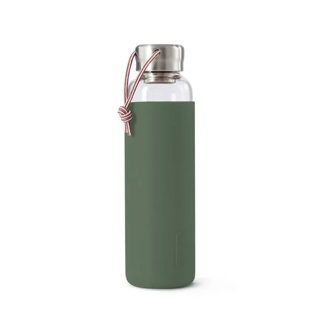 Glass Water Bottle - Leak Proof Glass Water Bottle With Protective Silicone Sleeve 600ml - Olive (Pack of 4)