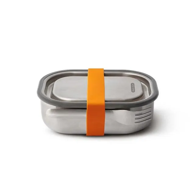 Lunch Box - Leak Proof Stainless Steel Lunch Box with Fork 600ml - Orange (Pack of 4)