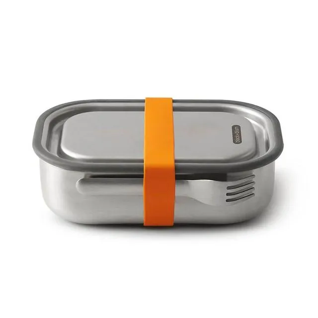 Lunch Box - Leak Proof Stainless Steel Lunch Box with Fork Large 1L - Orange (Pack of 4)