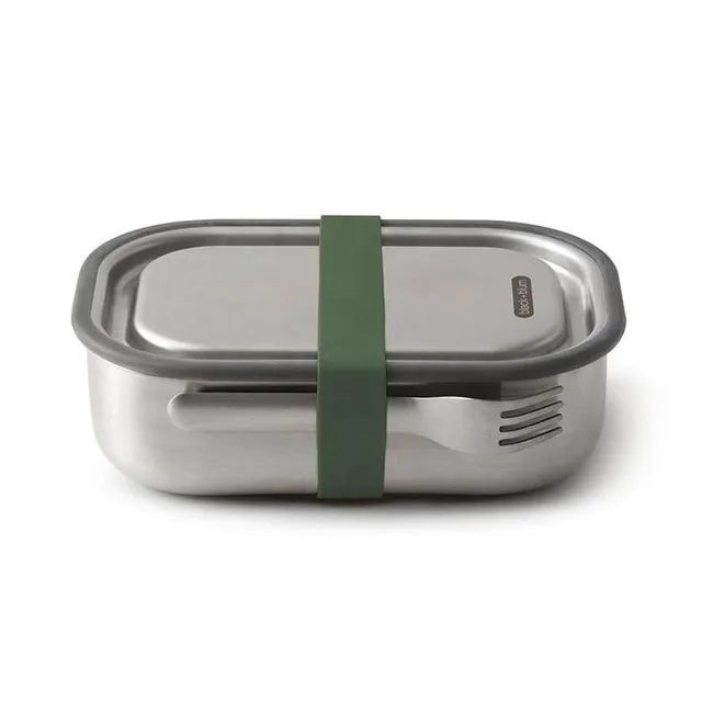 Lunch Box - Leak Proof Stainless Steel Lunch Box with Fork Large 1L - Olive (Pack of 4)