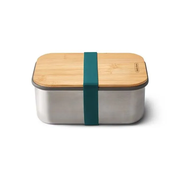 Lunch Box - Stainless Steel Airtight Sandwich Box with Bamboo Lid and Compartment 1.25L - Ocean (Pack of 4)
