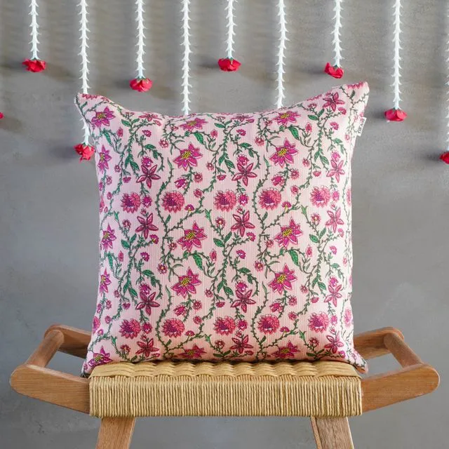 Bahar Floral Pink Cushion Cover