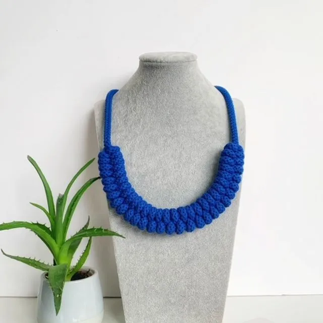 Maya Necklace Blue - Statement cotton necklace