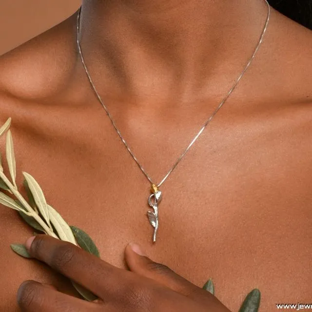 Olive Branch Necklaces for Women in sterling Silver, Pendant with chain necklace by Mother Nature Jewels