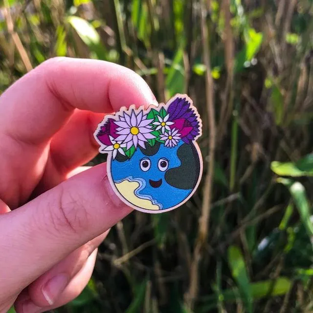 Mother Earth Wooden Pin