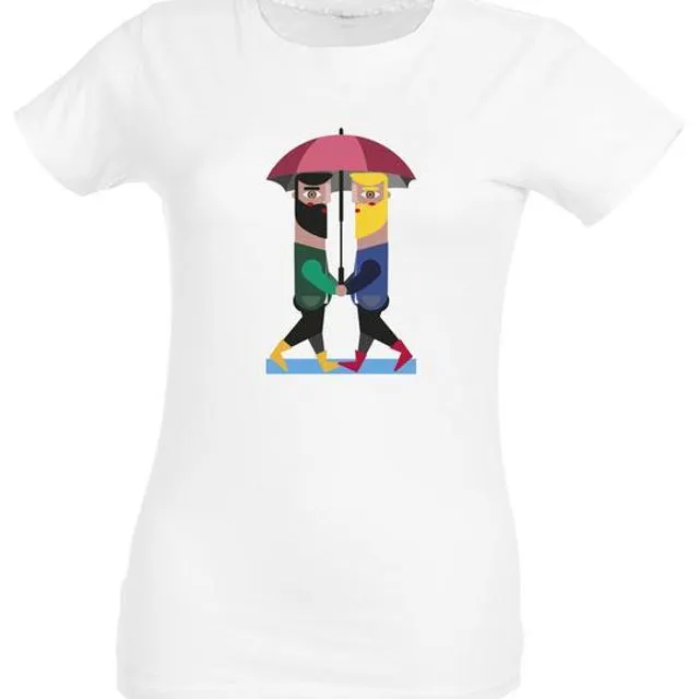 Camiseta Chica Barbudos Bajo La Lluvia