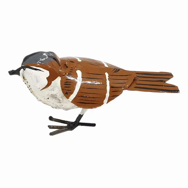 Vie Naturals Small Recycled Metal Bird Sculpture, Sparrow 11.5cm