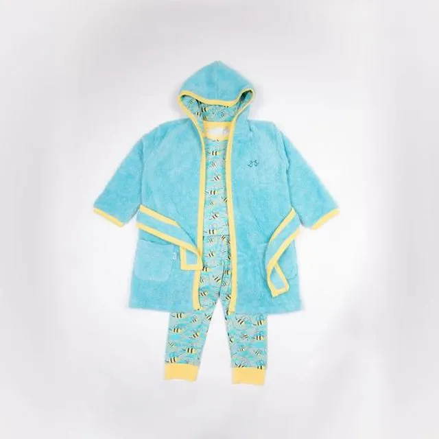 Busy Bees Boys Dressing Gown and Jersey Pyjamas Luxury Gift Set