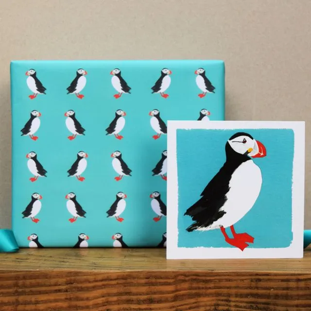 Puffin Gift Wrap - 25 sheets (Matching cards available)