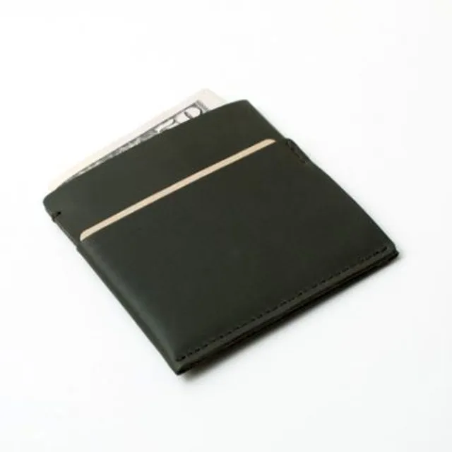 "Simple" leather wallet and card holder - Green Khaki
