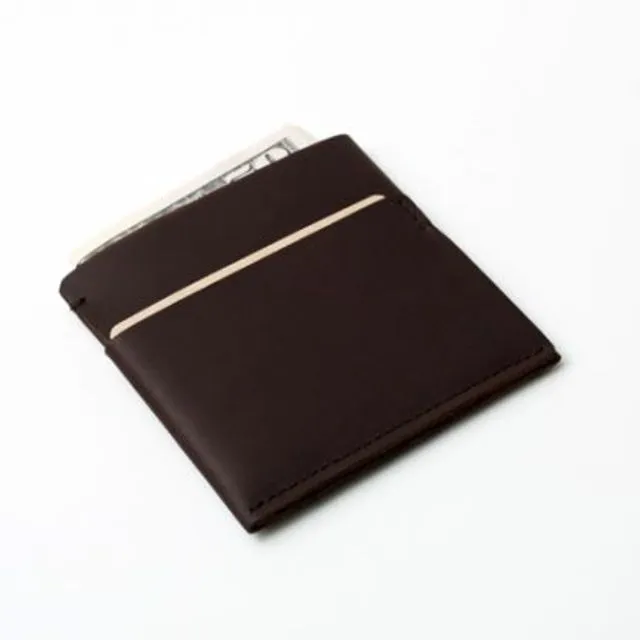 "Simple" leather wallet and card holder - Chocolate Brown