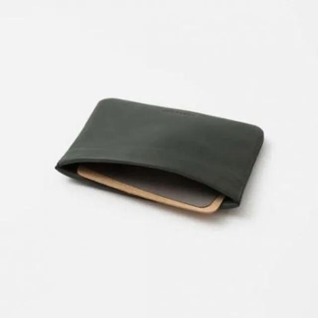 Leather wallet - "Snap" card holder - Green Khaki