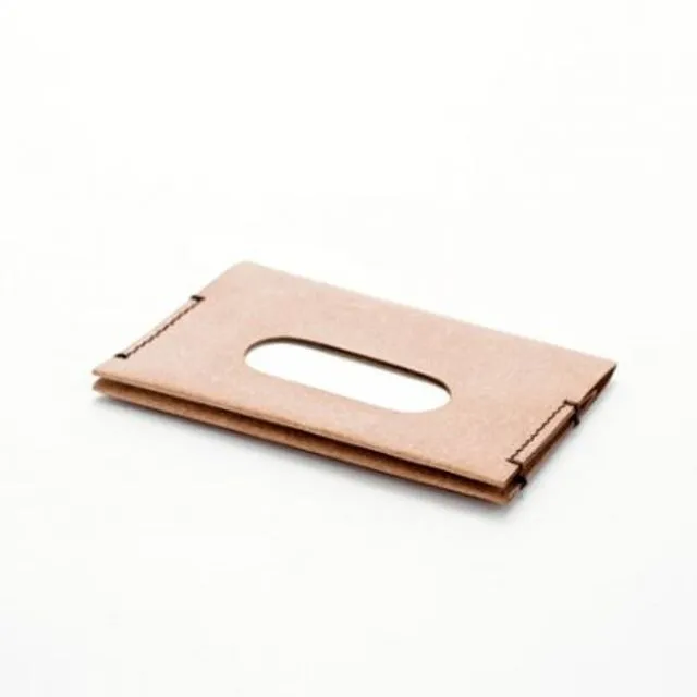 "Navigo" recycled leather card holder - Ivory