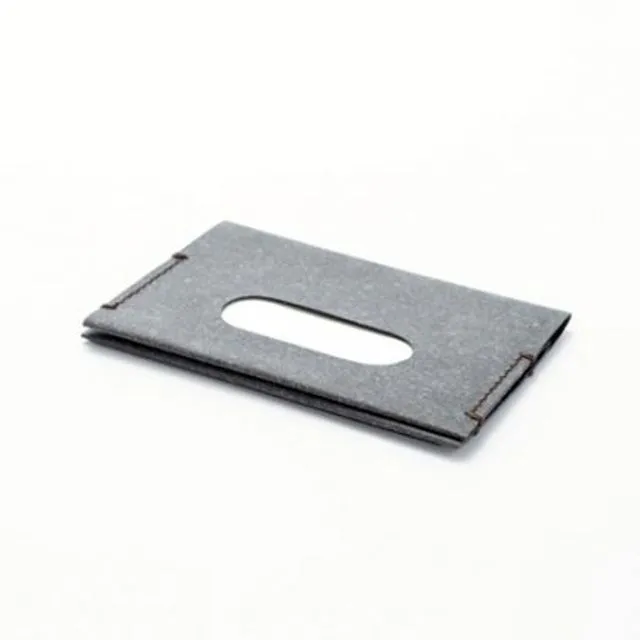 "Navigo" recycled leather card holder - Grey