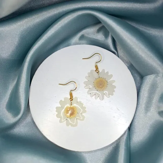 Pressed Flower Earrings - Gold Plated Brass