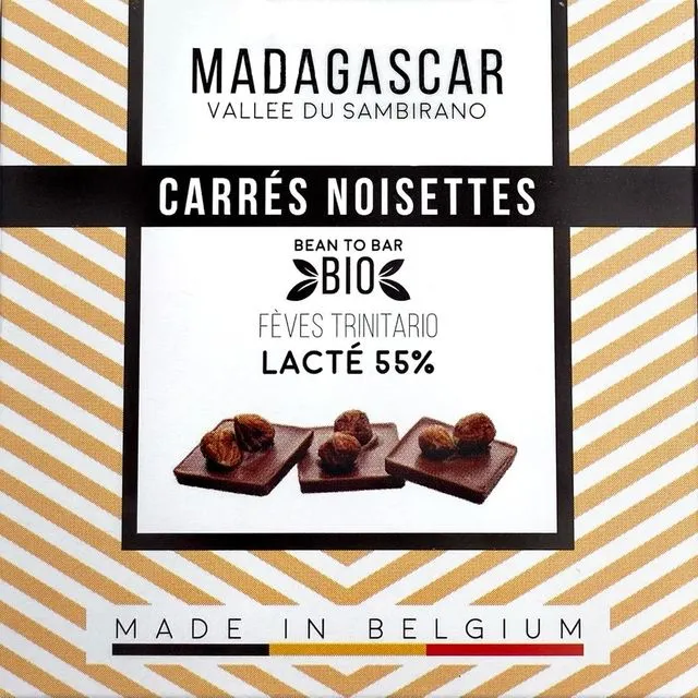 SQUARE Hazelnut box - Madagascar Milky 55% (Pack of 12)